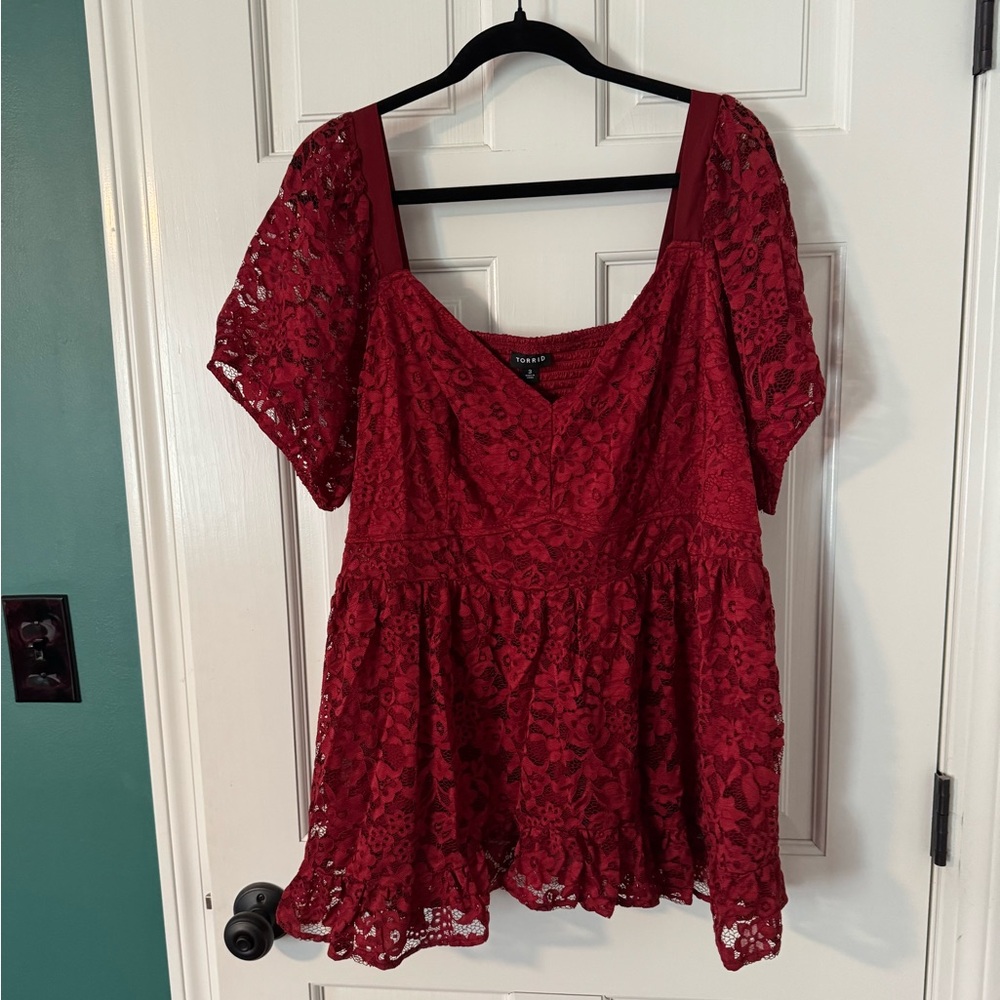 Elegant Red Lace Top